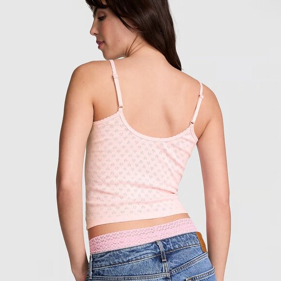 NWT Victoria Secret PINK Cotton Heart Pointelle Cami - Small - Picture 3 of 4